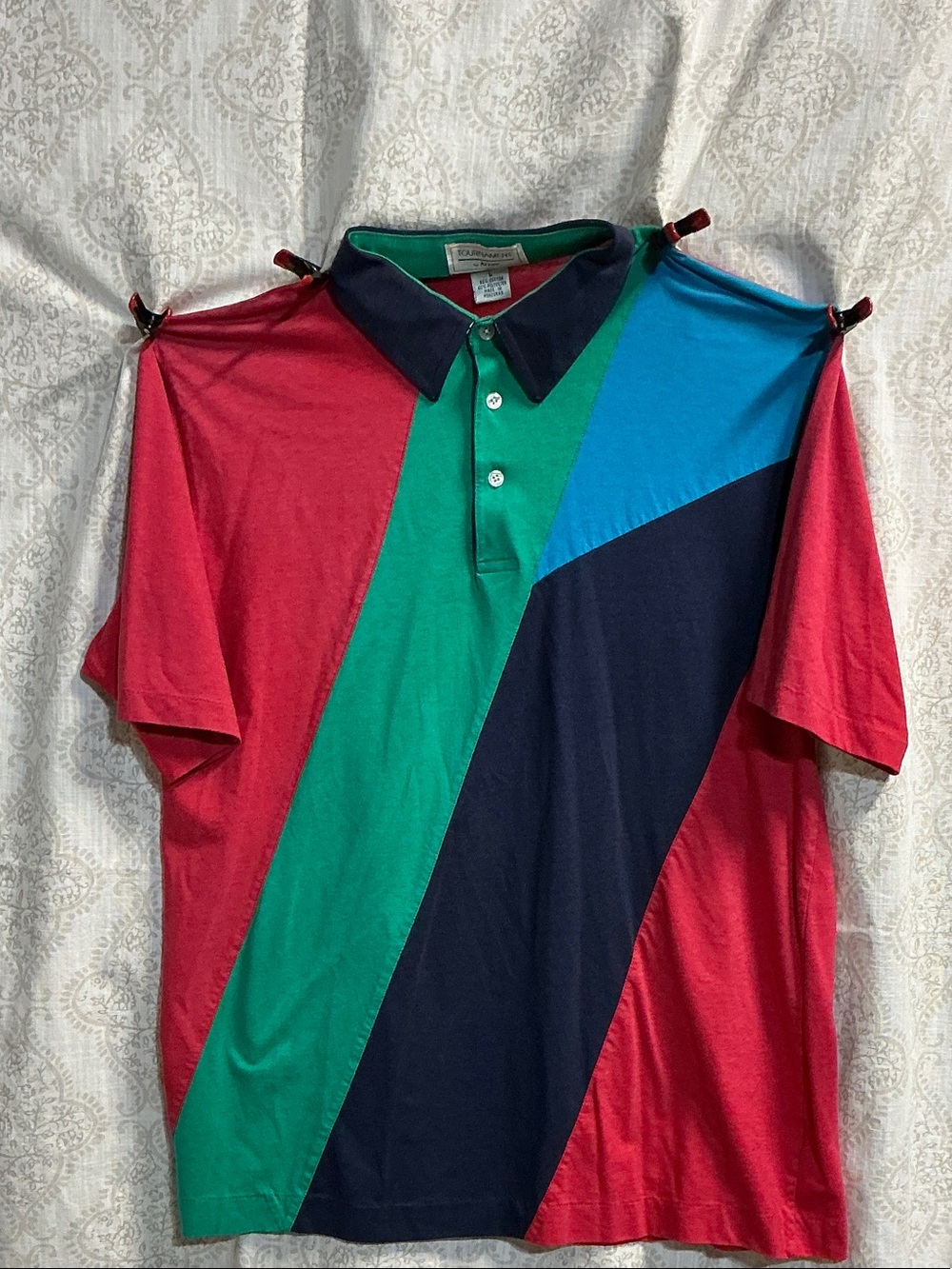 Vintage 90s Tournament by Arrow Polo Red, Green and Blue